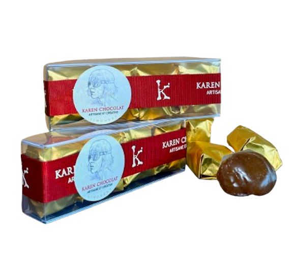 [221026_5126] KAREN CHOCOLAT - cadeaux de tables ou surprise à offrir (Etui Petits plaisirs - Assortiment de 4 baisers (bonbon chocolat à la praline rose) (20g))
