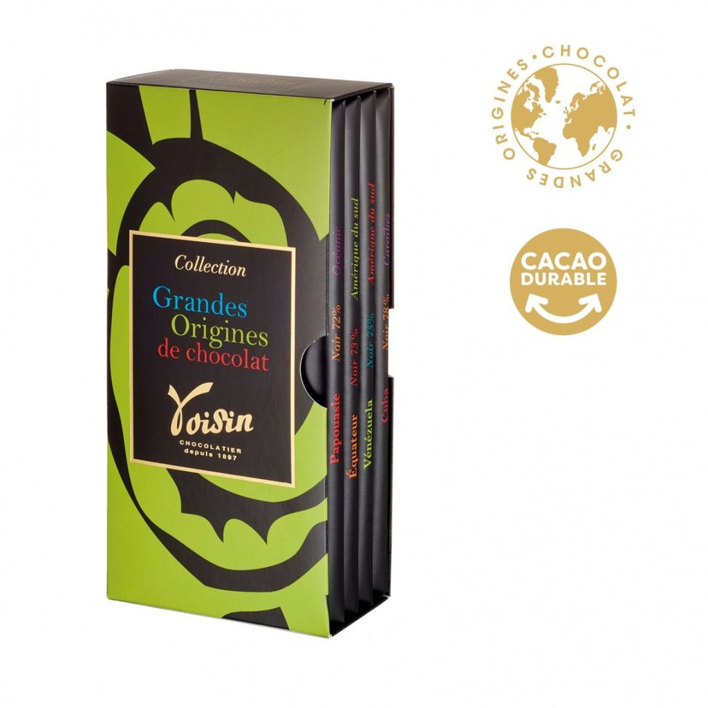 [NOEL2021120] Les grandes Origines chocolat - VOISIN (060934 Etui 4 tablettes Grandes Origines - 400 g)