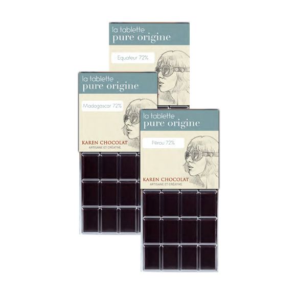 [251028_9367] Les tablettes Pure Origine - Karen Chocolat (Tablettes Pure Origine - Madagascar 72% (100g))