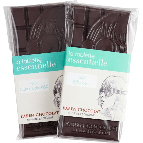 [251028_9377] Les tablettes Essentielles - Karen Chocolat (Tablettes Essentielles - BIO Côte d'ivoire 66% (100g))